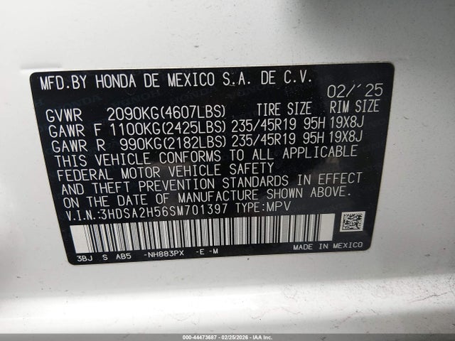 Aukcja sprzedaży 2025 Acura Adx A-spec, vin: 3HDSA2H56SM701397, numer aukcji: 44473687