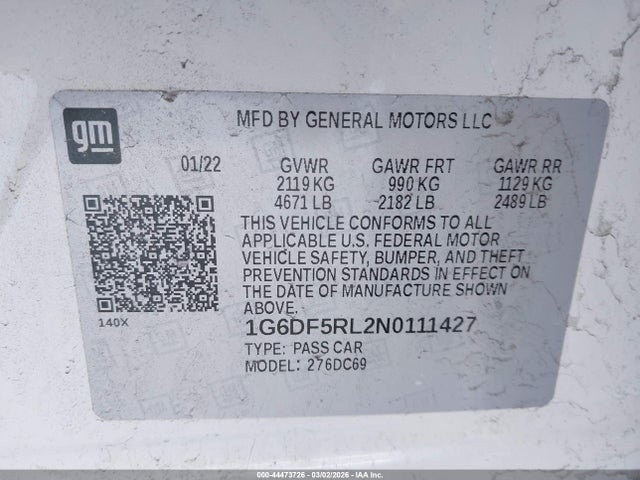 Aukcja sprzedaży 2022 Cadillac Ct4 Premium Luxury, vin: 1G6DF5RL2N0111427, numer aukcji: 44473726