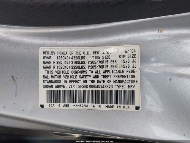 2004 HONDA CR-V SHSRD78804U243323 Photo 8