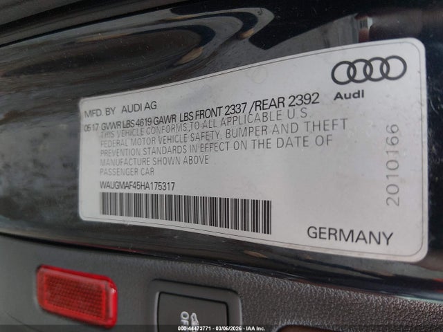 Продажа на аукционе авто 2017 Audi A4 2.0t Ultra Premium, vin: WAUGMAF45HA175317, номер лота: 44473771