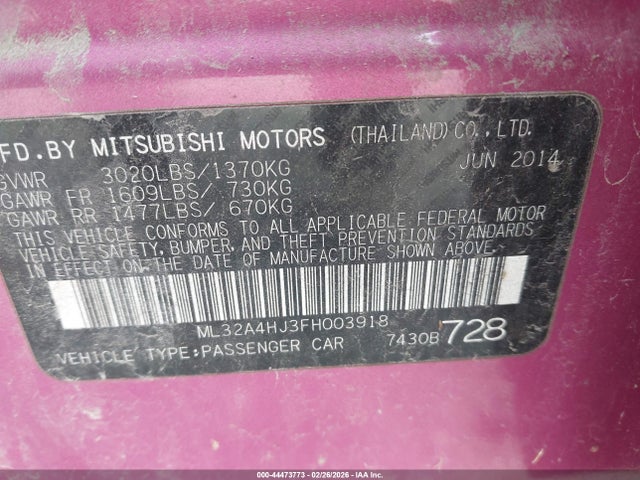 2015 MITSUBISHI MIRAGE ML32A4HJ3FH003918 Photo 8
