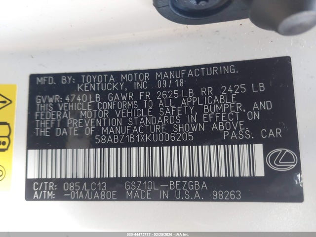 Продажа на аукционе авто 2019 Lexus Es 350 Ultra Luxury, vin: 58ABZ1B1XKU006205, номер лота: 44473777