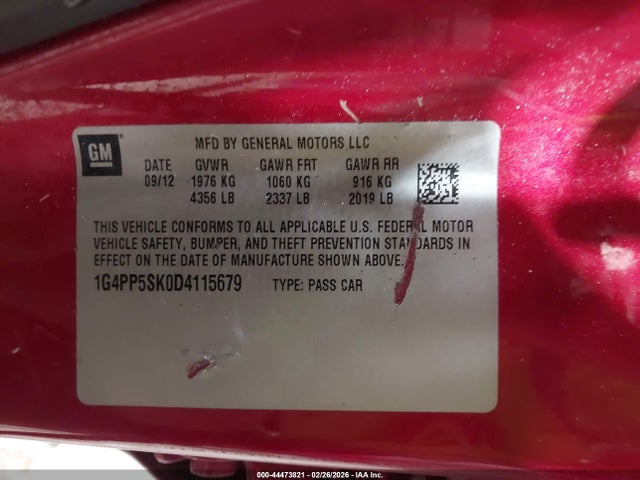 Aukcja sprzedaży 2013 Buick Verano, vin: 1G4PP5SK0D4115679, numer aukcji: 44473821