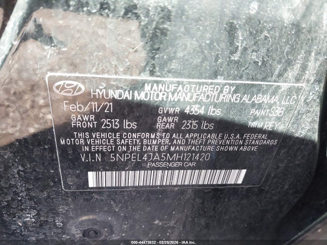 2021 HYUNDAI SONATA 5NPEL4JA5MH121420 Photo 8