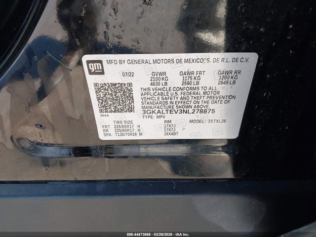 Продажа на аукционе авто 2022 Gmc Terrain Awd Sle, vin: 3GKALTEV3NL278875, номер лота: 44473866