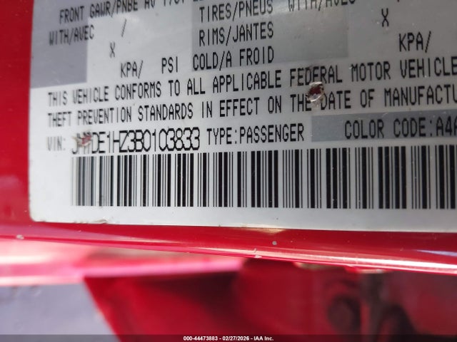 44473883 :رقم المزاد ، JM1DE1HZ3B0103833 vin ، 2011 Mazda Mazda2 Touring مزاد بيع