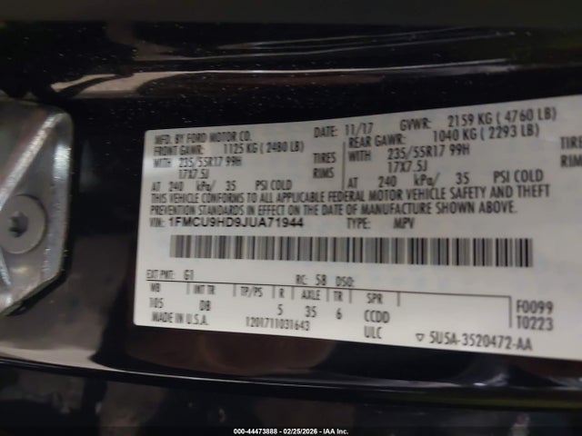 1FMCU9HD9JUA71944 Ford ESCAPE SEL