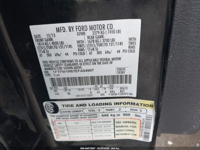 Продаж на аукціоні авто 2014 Ford F-150 Svt Raptor, vin: 1FTFW1R67EFA54907, номер лоту: 44473897