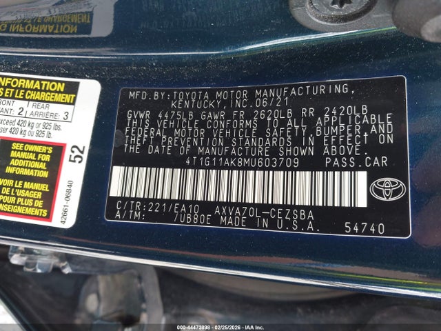 4T1G11AK8MU603709 Toyota CAMRY SE