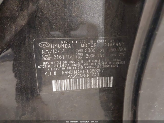 Aukcja sprzedaży 2015 Hyundai Elantra Sport, vin: KMHDH4AH1FU380257, numer aukcji: 44473951