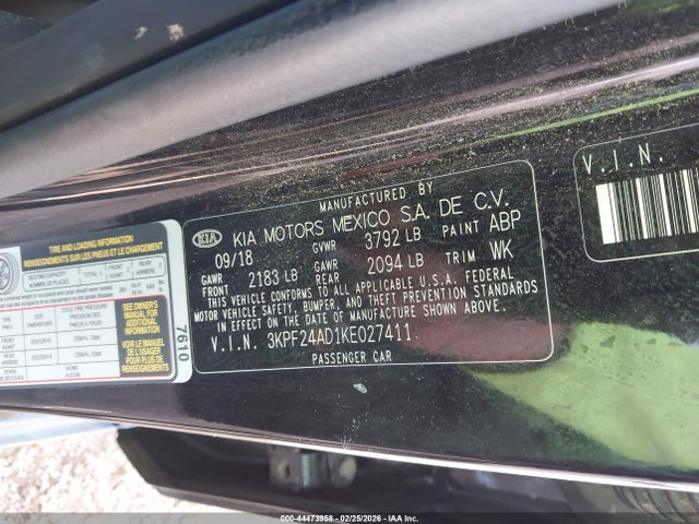 3KPF24AD1KE027411 KIA Forte Lxs