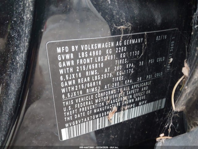 Продаж на аукціоні авто 2016 Volkswagen Tiguan S, vin: WVGBV7AX7GW595608, номер лоту: 44473961