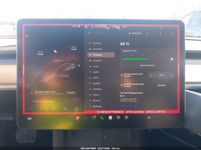 44473966 :رقم المزاد ، 5YJ3E1EA1PF666835 vin ، 2023 Tesla Model 3 Rear-wheel Drive مزاد بيع