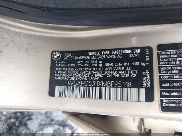 1991 BMW 525 WBAHD531XMBF95118 Photo 8