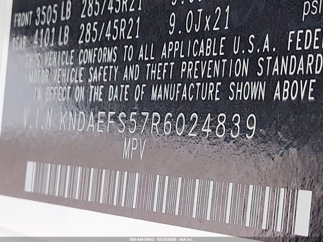 KNDAEFS57R6024839 KIA Ev9 Gt-line