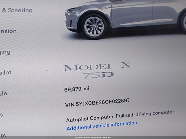 Tesla Model X 60d/70d/75d/90d/p100d 2016 5YJXCBE26GF022897 Image 15