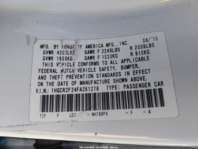 1HGCR2F34FA261278 Honda ACCORD LX