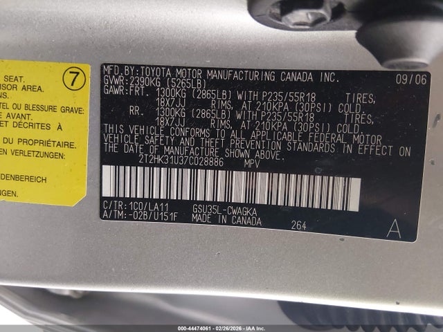 Aukcja sprzedaży 2007 Lexus Rx 350, vin: 2T2HK31U37C028886, numer aukcji: 44474061