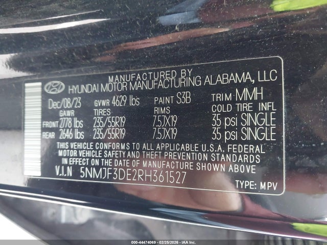 Aukcja sprzedaży 2024 Hyundai Tucson Sel, vin: 5NMJF3DE2RH361527, numer aukcji: 44474069