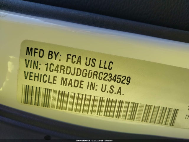 44474079 :رقم المزاد ، 1C4RDJDG0RC234529 vin ، 2024 Dodge Durango Gt Plus Awd مزاد بيع