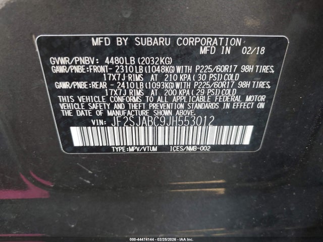 JF2SJABC9JH553012 Subaru Forester 2.5i
