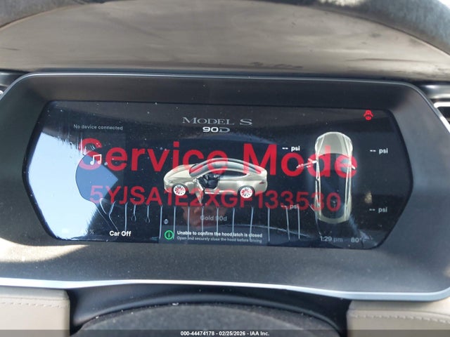 2016 Tesla Model S 60d/70d/75d/85d/90d მანქანა იყიდება აუქციონზე, vin: 5YJSA1E2XGF133530, აუქციონის ნომერი: 44474178