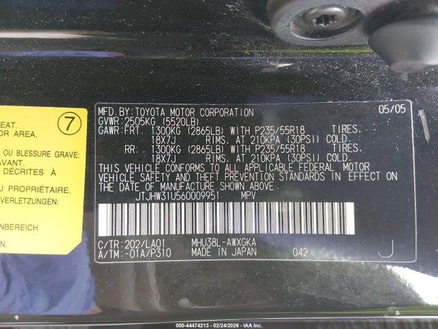 Aukcja sprzedaży 2006 Lexus Rx 400h, vin: JTJHW31U560009951, numer aukcji: 44474213