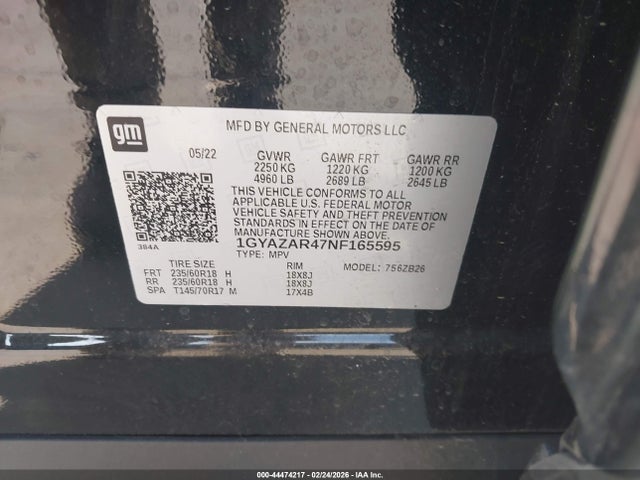 1GYAZAR47NF165595 Cadillac Xt4 Fwd Luxury