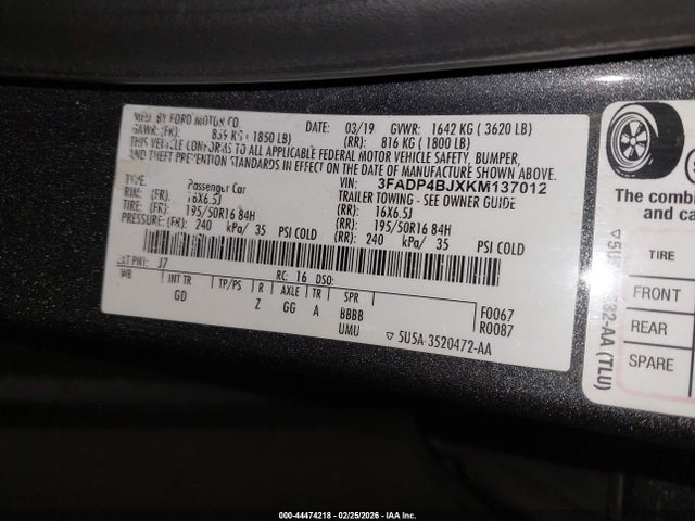 2019 FORD FIESTA 3FADP4BJXKM137012 Photo 8