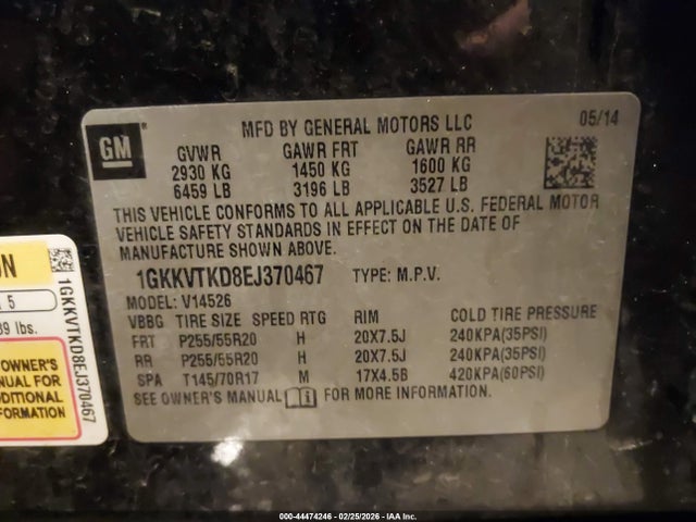 Продаж на аукціоні авто 2014 Gmc Acadia Denali, vin: 1GKKVTKD8EJ370467, номер лоту: 44474246