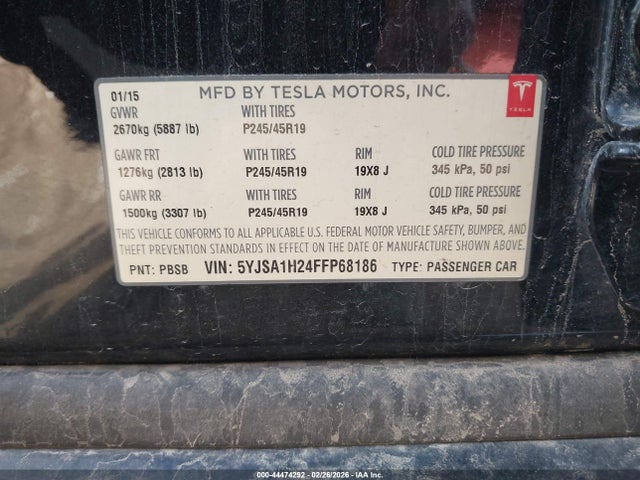 2015 TESLA MODEL S 5YJSA1H24FFP68186 Photo 8