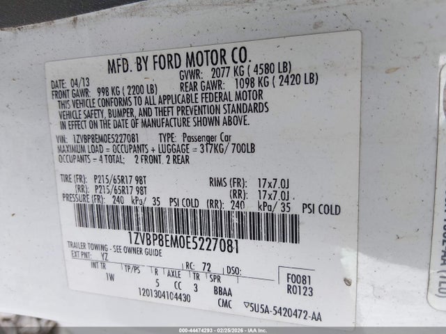 2014 FORD MUSTANG 1ZVBP8EM0E5227081 Photo 8