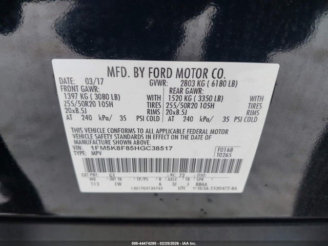 Ford Explorer Limited 2017 1FM5K8F85HGC38517 Image 9