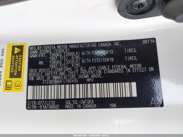 Aukcja sprzedaży 2015 Lexus Rx 350, vin: 2T2ZK1BA4FC166495, numer aukcji: 44474301