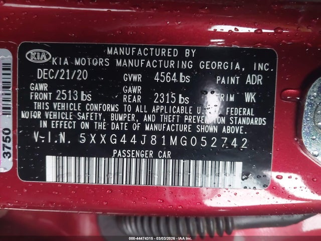 2021 KIA K5 5XXG44J81MG052742 Photo 8