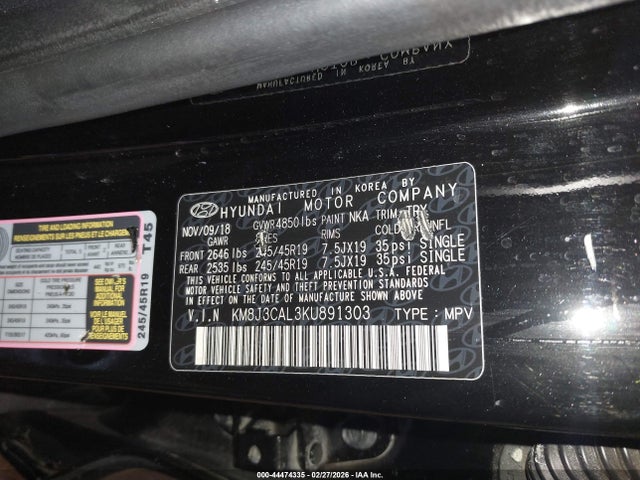 2019 HYUNDAI TUCSON KM8J3CAL3KU891303 Photo 8