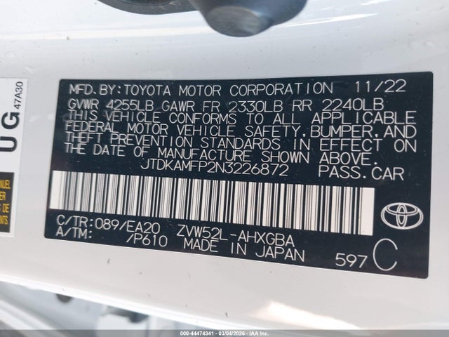 JTDKAMFP2N3226872 Toyota Prius Prime Xle