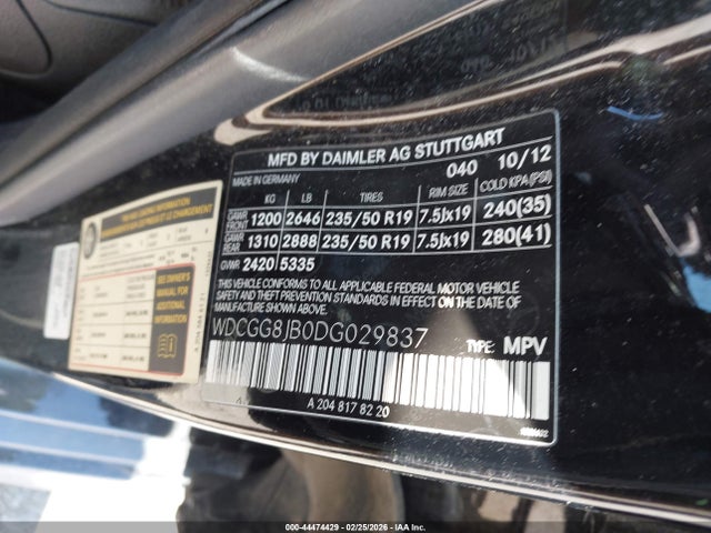 44474429 :رقم المزاد ، WDCGG8JB0DG029837 vin ، 2013 Mercedes-benz Glk 350 4matic مزاد بيع