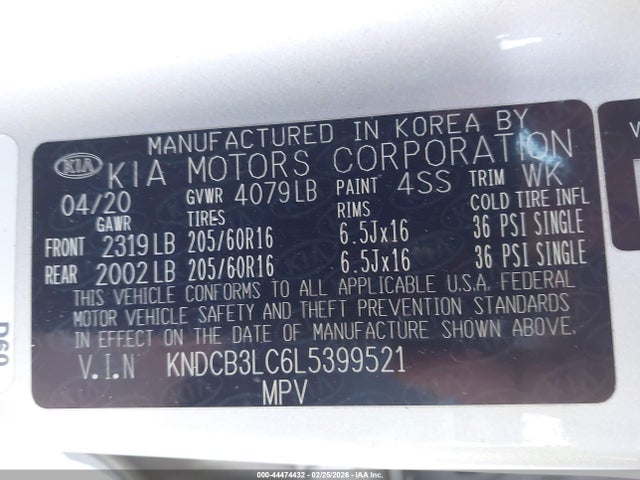 Aukcja sprzedaży 2020 Kia Niro Lx, vin: KNDCB3LC6L5399521, numer aukcji: 44474432