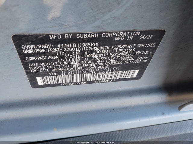 2022 SUBARU CROSSTREK JF2GTHSC9NH270155 Photo 8