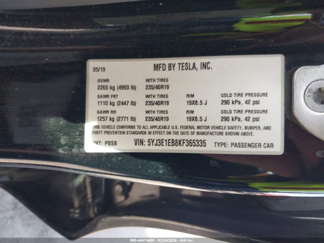 2019 TESLA MODEL 3 5YJ3E1EB8KF365335 Photo 8