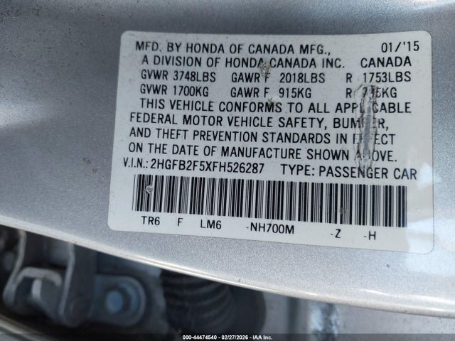2HGFB2F5XFH526287 Honda Civic Lx