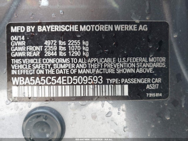 2014 BMW 528I WBA5A5C54ED509593 Photo 8