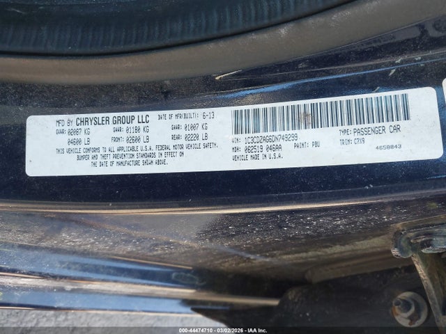 Продаж на аукціоні авто 2013 Dodge Avenger Se V6, vin: 1C3CDZAG6DN749299, номер лоту: 44474710