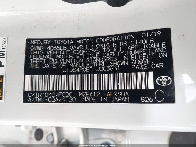 JTDS4RCE5LJ003631 Toyota COROLLA SE