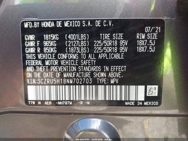 2022 HONDA HR-V 3CZRU5H18NM702703 Photo 8