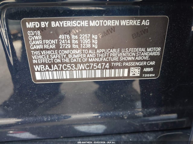 WBAJA7C53JWC75474 BMW 530i Xdrive