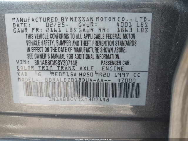 3N1AB8CV9SY307148 Nissan SENTRA SV