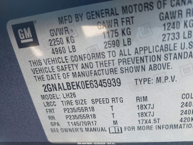 Chevrolet EQUINOX 1LT 2014 2GNALBEK0E6345939 Image 9