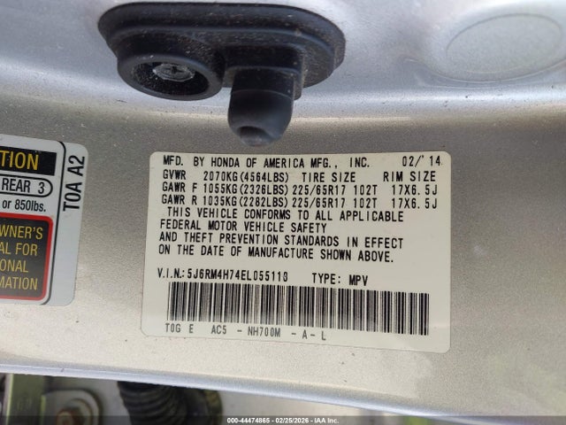 5J6RM4H74EL055118 Honda Cr-v Ex-l